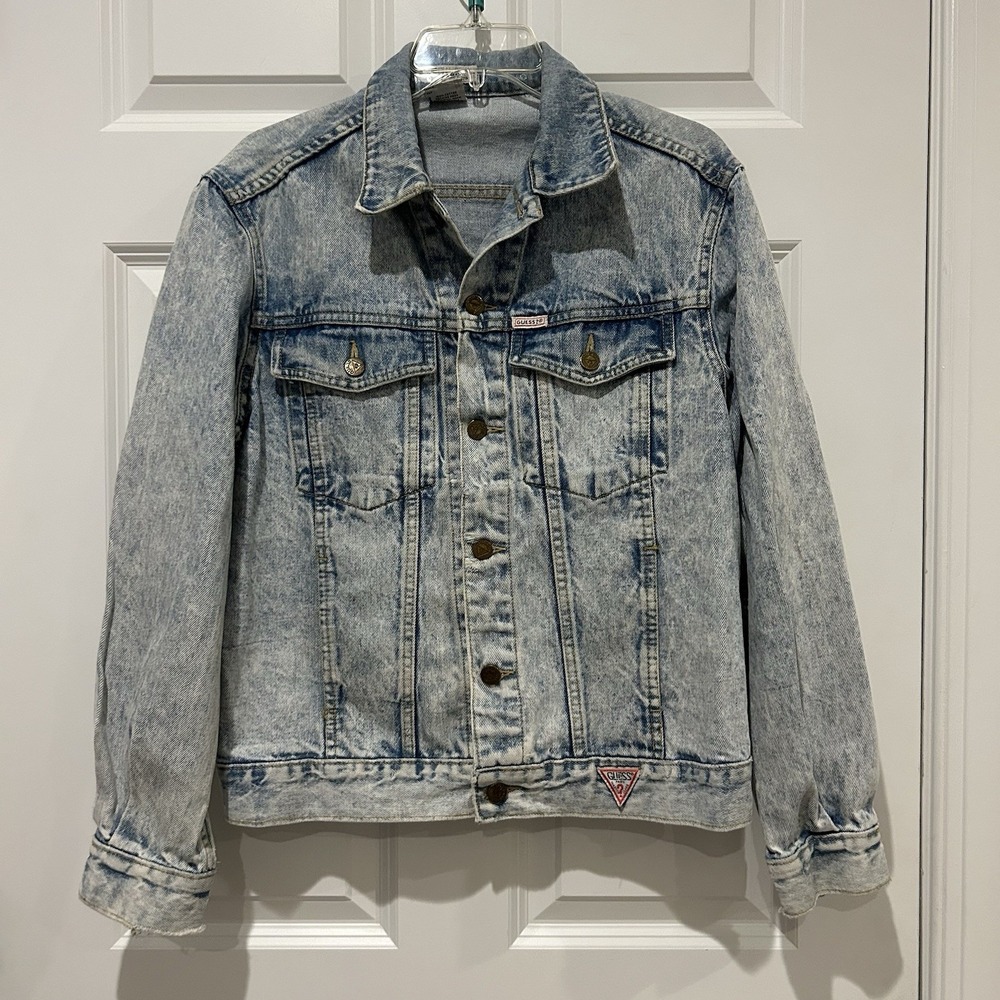 Vintage 90s Guess Georges Marciano Womens S Trucker Jacket Acid Wash Made in USA